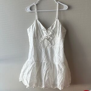 Francesca’s White Eyelet spaghetti strap Sundress NWT dress bow detail